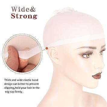 ATHRAVFIT England Single Stocking Cap, Wig Caps, Singh Net Stocking Caps for Wigs Stretchy Nylon Wig Caps Wig Caps for Women Men, (White Pack of 5) 4