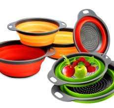 SVK Dream Silicone Kitchen Bowl Strainer/Colander, Best Sink Basket for Washing Vegetable, Fruit, Drainer for Pasta, Noodles, Food Items - Multi Color - (1pc) (Round) 5