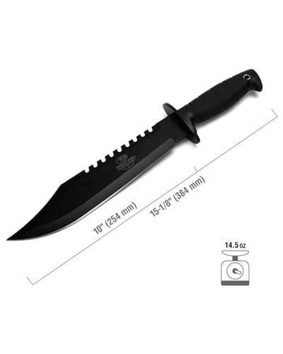 Mossy Oak Survival Hunting Knife with Sheath, 15-inch Fixed Blade Tactical Bowie Knife with Sharpener & Fire Starter for Camping, Outdoor, Bushcraft 2