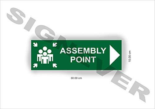 SIGN EVER Assembly Point Right Side Sign Boards For School Collage Office Bank Shopping Mall Commercial Blue Sign Board L x H 30.00 Cm 10.00 Cm Pack Of 1 1