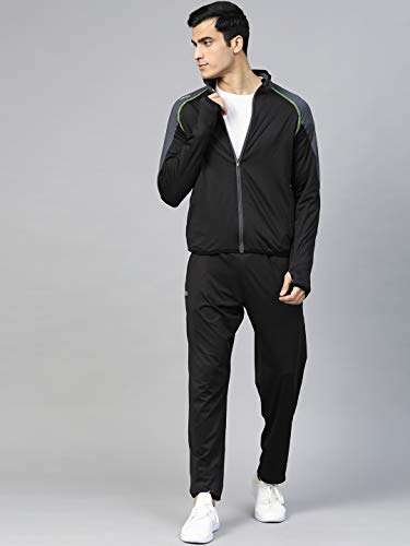 DIDA Black Polyester Athletic Gym Running Sports Tracksuit for Men, XL (TP5181)