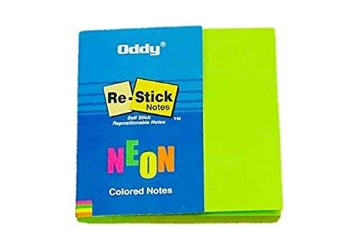 ODDY Sticky Notes, 2X Sticking Power, 3" x 3" , NEON Green Sticky Notes (Pack of 6, 80 Sheets per Pad) 3
