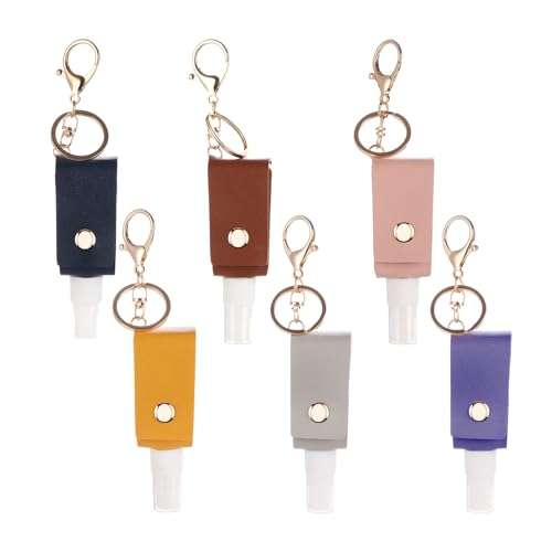 Wumuzai 6 Pack Keychain Alcohol Spray Bottle, Mini Travel Size 1 oz, Portable Refillable Hand Sanitizer Bottle Case Holder, Empty Small Perfume Spray Bottle for Water Soap Lotion (B) 1