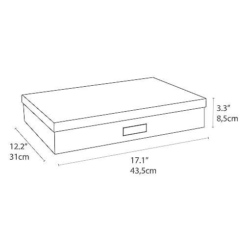 Bigso Sverker Fiberboard Legal and Art Storage Box | Scrapbook Storage Box for Loose Papers and More | Durable Document Boxes with Lid and Metal Label Holder | 17.1’’ x 12.2’’ x 3.3’’ | Blue 3