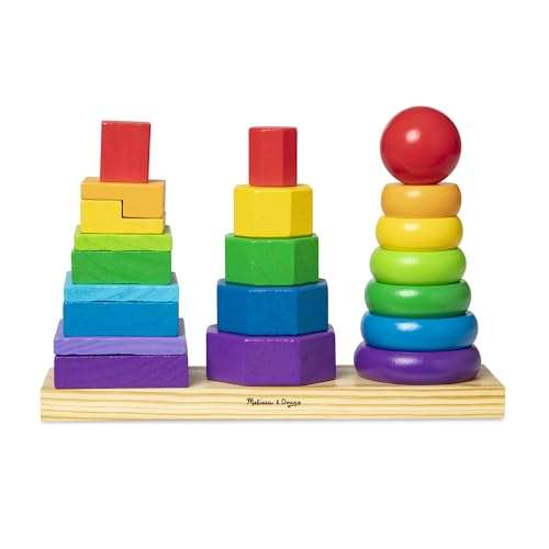 Melissa & Doug Geometric Stacker - Wooden Educational Toy,25 count(pack of 1)
