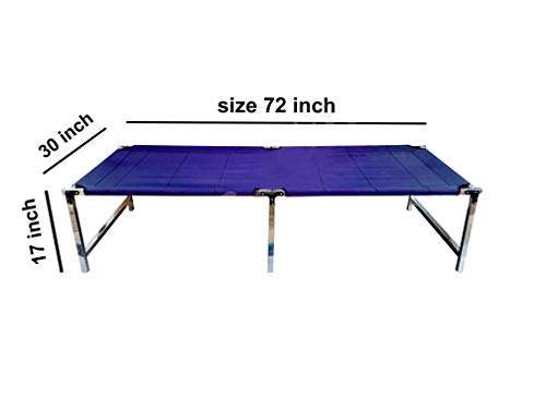Gitesh Folding Bed Stainless Steel Frame Single Person Sleeping Cot for Home, Camping, Outdoor, Balcony, Terrace (Set of 1 pcs) 2