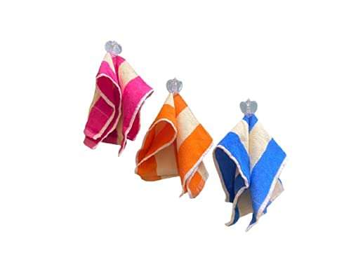 XODI 100% Cotton Hand Towels, Soft & Super Absorbent for Kitchen, washbasin & Gym (20 X 13 Inch) Pink, Orange, Blue Colour (Pack of 3) 2