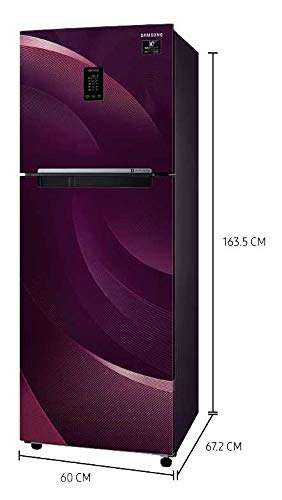 Samsung 314 L 2 Star Inverter Frost-Free Double Door Refrigerator (RT34T46324R/HL, Rythmic Twirl Red, Convertible, 2022 Model) 3