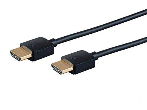 Monoprice High Speed HDMI Cable - Certified Premium, 4K@60Hz, HDR, 18Gbps, 36AWG, YUV, 4:4:4, 1 Feet, Black - Ultra Slim Series 2