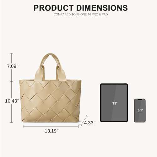 BOSTANTEN Woven Tote Bag for Women Top Handle Purses and Handbags Shoulder Crossbody Purse With Zipper 5
