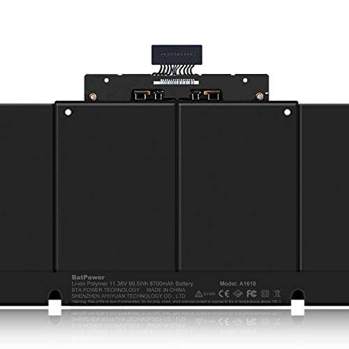 BatPower A1618 Replacement Laptop Battery for Apple Mid 2015 MacBook Pro 15-inch Retina A1398 EMC 2909 EMC 2910 Battery MacBook Pro 15" Retina A1398 Apple A1618 Battery 99.5Wh 5