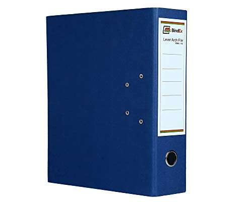 BindEx Office Lever Arch Clip Binder Box File Folder Index Cover Best for A4 Size Documents (Blue) - Style Pack of 4 3
