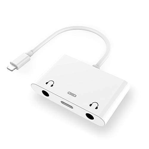 Anytrox Headphone Adapter for iPhone,3 in 1 Dual 3.5mm Audio Stereo Splitter Compatible with iPhone 14 13 Pro/12 iPad,Audio Output for 3.5mm Jack Earphone,Headphone,Speaker and More