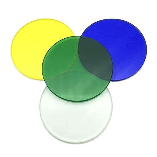 Ubersweet® Biological Microscope Optical Color Filter 32 Diameter Green Blue Yellow Frosted Glass White 4 Pieces/Lot 3