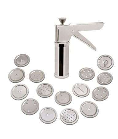 KGS 15 in 1 Stainless Steel Kitchen Press Sev Sancha Chakli Maker Hand Press Farsan Namkeen Snacks Cookies Maker Portable Heavy Handle Machine -SilverSev Sancha (1 PCS) 5