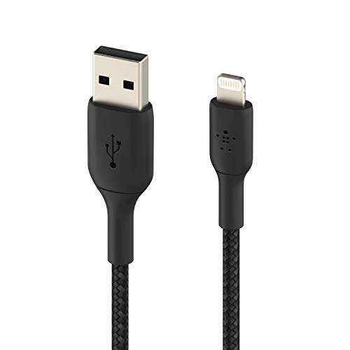 Belkin Apple Certified Braided Lightning to USB-A Charge and Sync Type A Cable, Tough and Durable, For iPhone, iPad, Air Pods, 3.3 Feet (1 Meter) - Black 2