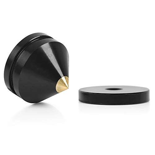 KISSTAKER 4 Sets Speaker Spikes Shockproof, Speaker Isolation Feet Stand Cone Pad for Subwoofer Turntable Amplifier CD DAC Recorder 3