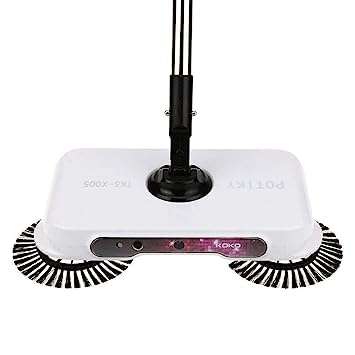 FEELING MALL Automatic Hand Push Sweeper Broom Household Cleaning Dustpan Sweeping Machine Telescopic Rod (White) 1