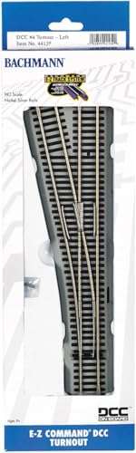 Bachmann Trains - E-Z COMMAND DCC EQUIPPED #4 TURNOUT – LEFT - NICKEL SILVER E-Z TRACK With Grey Roadbed - HO Scale 2
