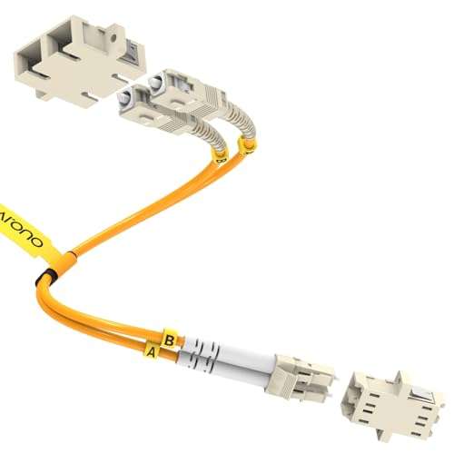 Karono 1FT LC (Male) to SC (Female) Fiber Optic Adapter Cable, Multimode 62.5/125 Duplex, Hybrid Connector Coupler Converter Dongle Mutual Transfer Fiber Patch Cable 1