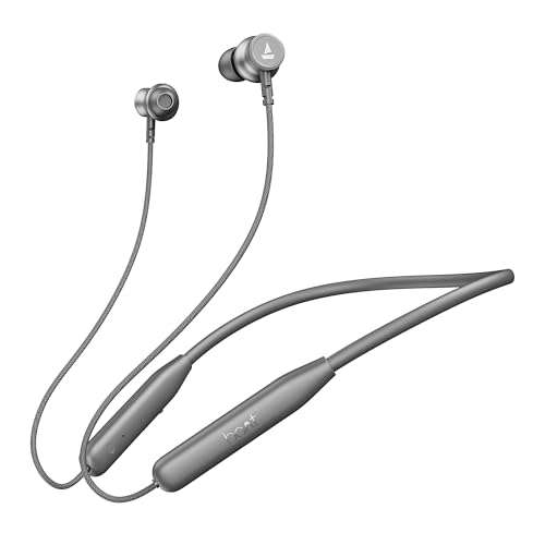 boAt 2025 Launch Rockerz 113, 40H Battery, Dual Pair, Fast Charge, ENx Tech, Stream Ad Free Music via App Support, Magnetic Buds, Bluetooth Neckband, Wireless with Mic in Ear Earphones (Ash Grey) 1