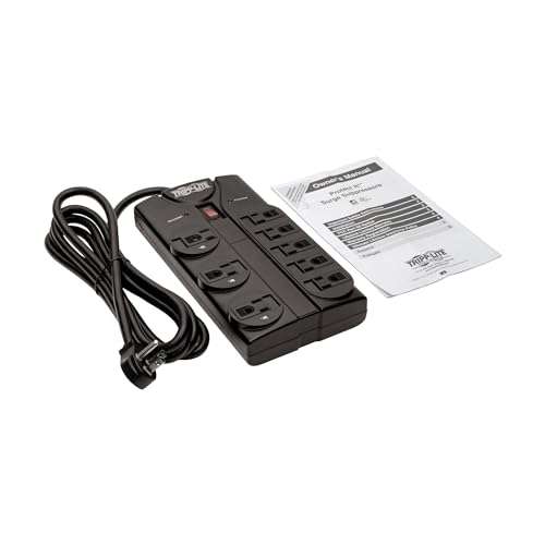 Tripp Lite TLP808B 8 Outlet Surge Protector Power Strip, 8ft Cord Right Angle Plug, Black, Lifetime Insurance 3
