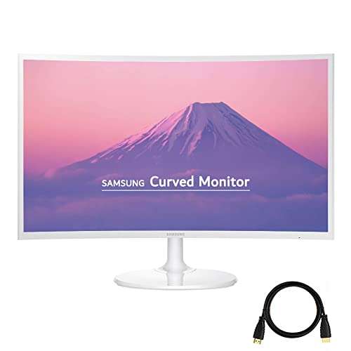 SAMSUNG Curved White Monitor for Business 27inch 1080p LED Widescreen AMD FreeSync 60Hz Refresh Rate 4ms 3000:1 Contrast Ratio Anti-Glare VGA D-Sub HDMI Cable