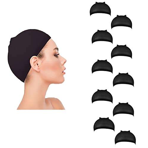 BISMAADH Wigs Cap Stocking Caps for Wigs - Stretchy Wigs for Women & Men Pack of 10 Black 1