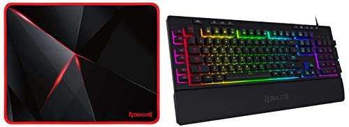 Redragon Shiva K512 RGB Backlit Membrane Wired Gaming Keyboard with Multimedia Keys, 6 Extra On-Board Macro Keys & Capricorn P012 Gaming Mousepad with Stitched Edges 1