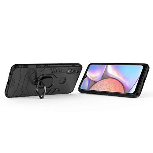 for Samsung Galaxy A10S Case,Hybrid Heavy Duty Shockproof Armor Dual Layer Protection Defender Back Case Cover for Samsung Galaxy A10S Tempered Glass Screen Protector (Black) 4