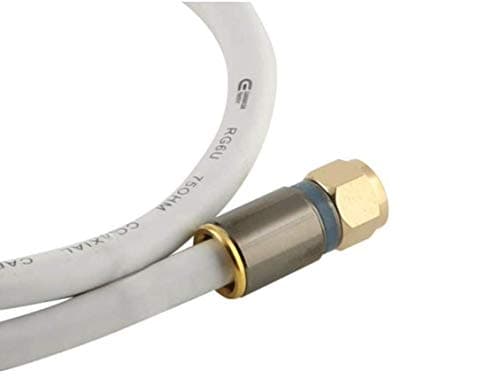 (3ft) Commercial Electric RG-6 Coaxial Cable (F-PIN) White Cable Cord for use with TV, VCR, Cable Modem, Satellite TV, Off-air Antenna 5