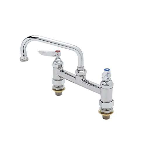 T&S Brass B-0222-CC Double Pantry Faucet, Deck Mount, 8" Centers, 6" Swing Nozzle (059X), 1/2" NPT Male Inlets