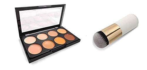 ClubComfort� Highlighter and Contour 8 Shades Concealer Palette With Foundation Brush 1