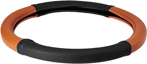 Auto Oprema Leatherette Car Steering Wheel Cover (Black,Tan) for Mercedes Benz E280 Cdi 2