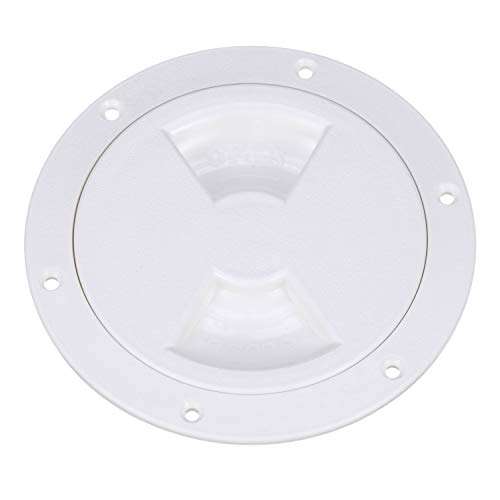 Attwood 12790-3 Deck Plate Inspection Port, 4-Inch Diameter, White ABS Plastic Construction, Pre-Drilled Flange 1