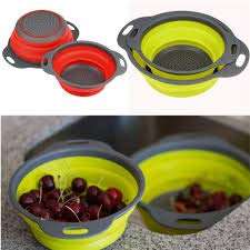 SVK Dream Silicone Kitchen Bowl Strainer/Colander, Best Sink Basket for Washing Vegetable, Fruit, Drainer for Pasta, Noodles, Food Items - Multi Color - (1pc) (Round) 3