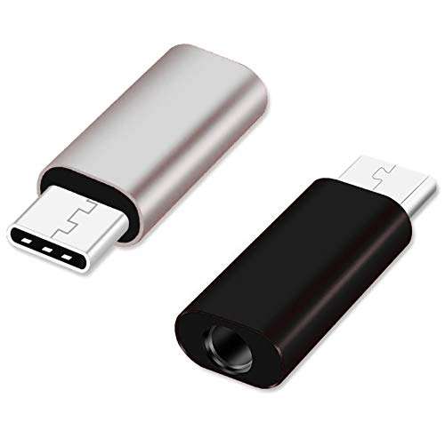 Josi Minea x2 Pcs USB 3.1 Type C Male [ USB-C ] to 3.5mm Female Audio Adapter Headset Headphone Extender for Samsung Galaxy S10, S9 & S8; S10, S9 & S8 Plus, Note 8 & 9, New Apple MacBook [ 2 Pack ]