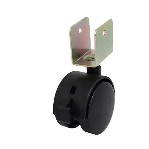 Generic 4pcs 20mm U Bracket Crib Swivel Caster Wheel Black w Brake 4