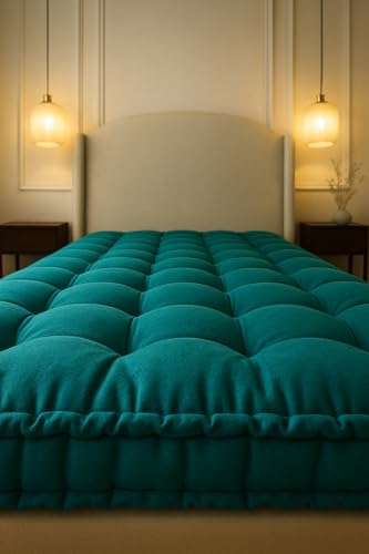 Drokona Khadi Essential Cotton Filled Mattress Gadda Soft & Reversible, Pure Cotton Fabric, Firm Gadda for Floor & Bed, (72 x 36 x 4 Inches,) (Coral Green, Single) (Single) 4