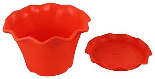 Gardens Need Orchid Pot with Same Color Drip Tray - 8", Pack of 3 Sets, Orange 1
