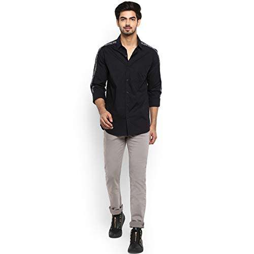 Mufti Men's Solid Casual Shirt (MFS-10350-I_01-Black M) 2