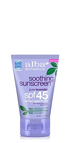 Alba Botanica Soothing Sunscreen, Pure Lavender SPF 45, 4 Ounce Tube