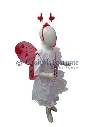 BookMyCostume Fairy Angel with Red Wings Girls Kids Fancy Dress Costume 3-4 years 2