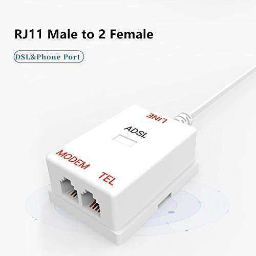 In-line DSL Filter Splitter, 3 Pack ADSL Splitter Filter RFAdapter for Telephone, Modem, Fax Machine, Landline Phones, Printer 3