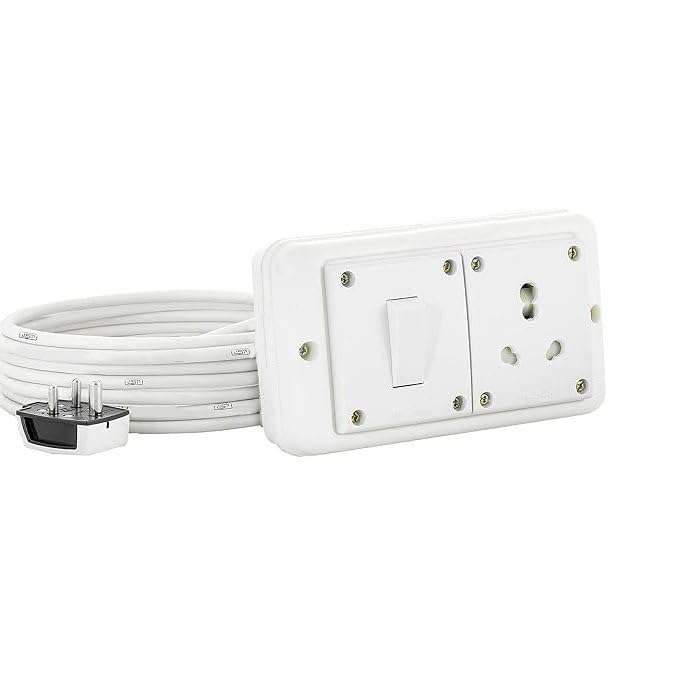 16A Extension Board Combined 1 Socket 1 Switch, 2500W Power Strip with Surge Protector, 1 Meter Electric Cord for Home, Office, PC, Cooler, Fridge, Gadgets (1 Meter) 3