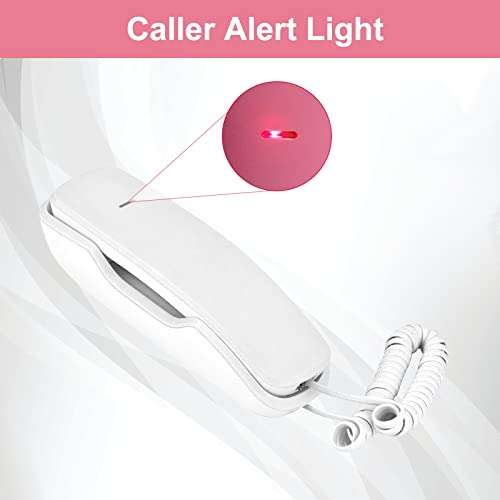 Corded Telephone Landline Phone Hanging Wired Wall Mounted Phone (White) 6