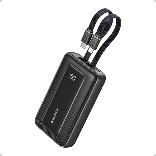 Anker Power Bank, 20,000mAh 30W Max Fast Portable Charger with Built-in USB-C and MFi Certified Lightning Cables, USB-C&A, Battery Pack for iPhone 17/16/15/14 Series, MacBook, Galaxy