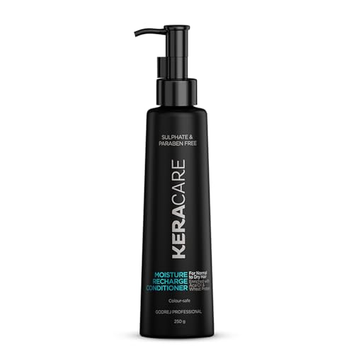 Godrej Professional Keracare Moisture Recharge Unscented Conditioner For All Hair Types (250G) | Helps Manage Frizz | Enriched With Acai Oil & Wheat Protein, 1 Count