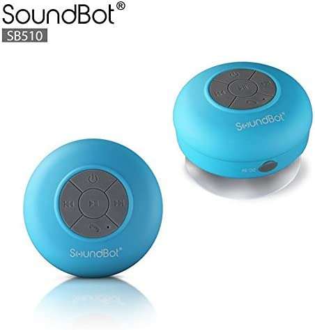 Soundbot® Waterproof Shower Speaker HD Water Resistant Bluetooth Handsfree Portable with Loud Clear Sounds 6+hrs of Playtime, Wireless Suction Cup Small Durable for Outdoors Travel Home SB510 (Blue) 2