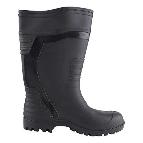 SCORTA-Safety Gumboot Step Up 13 Inch Double density without steel toe. Various Chemicals and Oil/Acid resistant, water proof, Anti-Slip. SOFT TOE CAP providing safety : SOLDIER (10, BLACK) 3